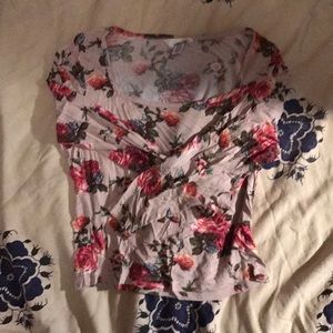 Rose mid sleeve crop top